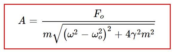 forced oscillation amplitude formula